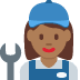 👩🏾‍🔧 woman mechanic: medium-dark skin tone display on Twitter